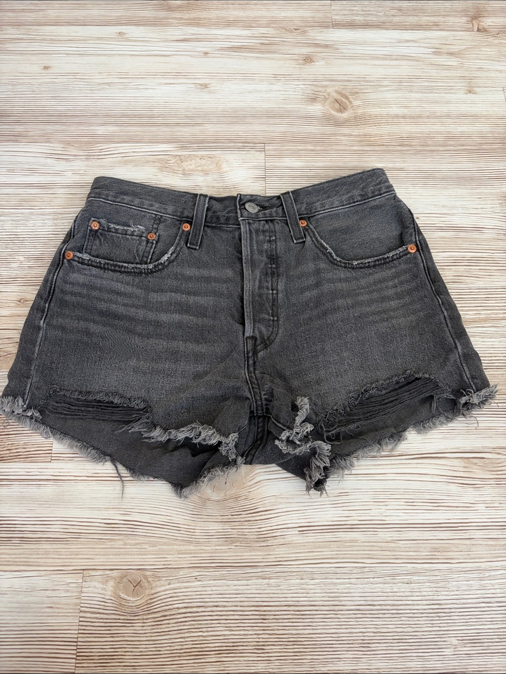 Levi's Women's Black Distressed Cutoff Denim Shorts